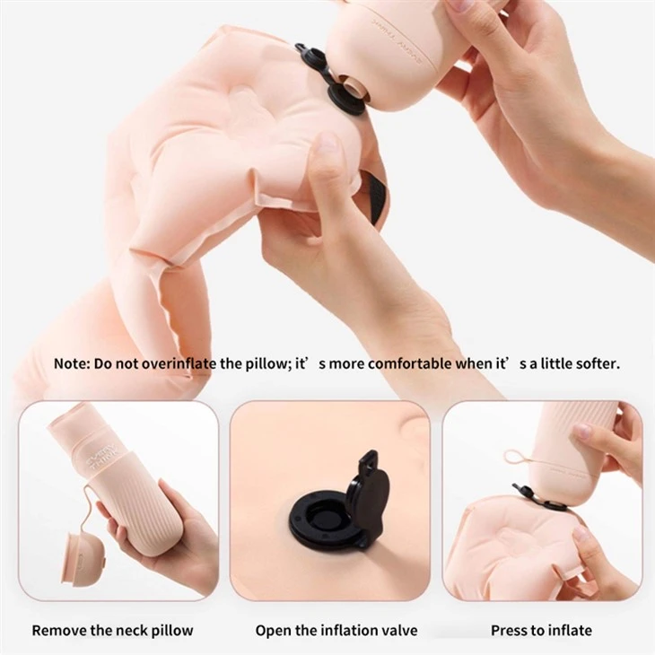 Inflatable U Shape Travel Neck Pillow Portable Air Plane Sleeping Head Support Pillow Soft Air Blow Up U Neck Pillow For Car Flight Office Rest high quality